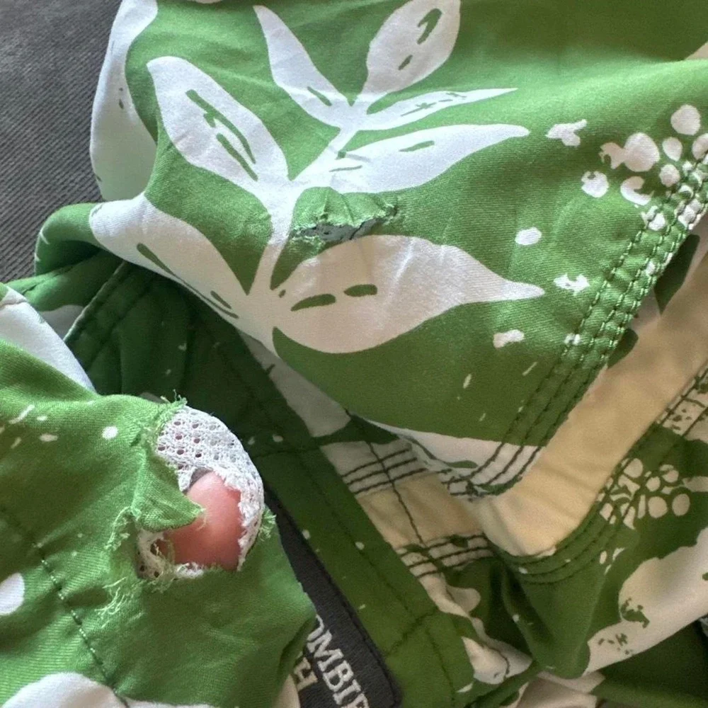 Abercrombie & Fitch green & white floral swim shorts
